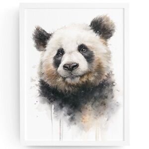 Watercolor Panda Bear Wall Art Print Poster Ilustration - Umframed